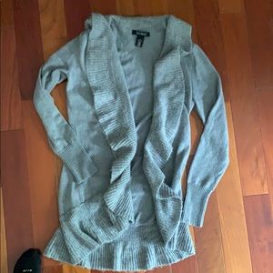 WHBM Grey Ruffle Cardigan Sz Small
